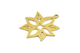 Brass Flower Charm, 8 Raw Brass Flower Shaped Charms With 1 Loop, Findings (26x22x0.60mm) A4548