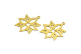 Brass Flower Charm, 8 Raw Brass Flower Shaped Charms With 1 Loop, Findings (26x22x0.60mm) A4548