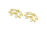 Brass Flower Charm, 24 Raw Brass Flower Shaped Charms With 1 Loop, Findings (15x21.5x0.60mm) A4552