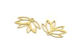 Brass Flower Charm, 24 Raw Brass Flower Shaped Charms With 1 Loop, Findings (15x21.5x0.60mm) A4552