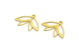 Brass Flower Charm, 24 Raw Brass Flower Shaped Charms With 1 Loop, Findings (14.5x20x0.60mm) A4551
