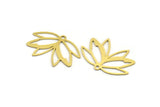 Brass Flower Charm, 10 Raw Brass Flower Shaped Charms With 1 Loop, Findings (19x29x0.60mm) A4553