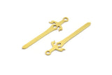 Brass Sword Charm, 24 Raw Brass Sword Shaped Charms With 1 Loop, Earrings, Charms Pendants, Findings (33x9x0.60mm) A4536