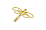 Brass Dragonfly Charm, 12 Raw Brass Dragonfly Charms With 1 Loop (24x28x0.60mm) A4527