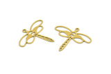 Brass Dragonfly Charm, 12 Raw Brass Dragonfly Charms With 1 Loop (24x28x0.60mm) A4527