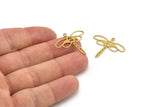 Brass Dragonfly Charm, 12 Raw Brass Dragonfly Charms With 1 Loop (24x28x0.60mm) A4527