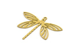 Brass Dragonfly Charm, 12 Raw Brass Dragonfly Charms With 1 Loop (27x34x0.60mm) A4560