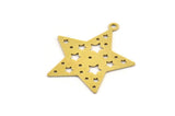 Brass Star Charm, 8 Raw Brass Star Charms With 1 Loop, Charm Pendants (30x27.5x0.60mm) A4534