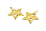 Brass Star Charm, 8 Raw Brass Star Charms With 1 Loop, Charm Pendants (30x27.5x0.60mm) A4534
