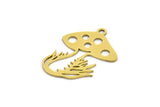 Brass Mushroom Charm, 12 Raw Brass Mushroom Charms With 1 Loop, Charm Pendants (23x18x0.60mm) A4528