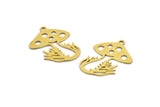 Brass Mushroom Charm, 12 Raw Brass Mushroom Charms With 1 Loop, Charm Pendants (23x18x0.60mm) A4528