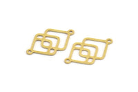 Brass Square Charm, 24 Raw Brass Square Charms With 2 Loops, Connectors (22x13x0.60mm) A4633