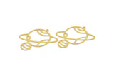 Brass Saturn Charm, 8 Raw Brass Saturn Shaped Charms With 1 Loop, Pendants, Planet Findings (36x39x0.60mm) A4639