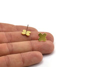 Brass Earring, 6 Raw Brass Plus Shaped Stud Earrings (12x1.1mm) BS 1351 A4656