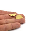 Semi Circle Earring, 8 Textured Raw Brass Half Moon Shaped Stud Earrings With 1 Hole (21x10.5x0.80mm) D0596 A4655
