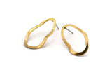 Brass Drop Earring, 10 Raw Brass Wavy Drop Stud Earrings With 1 Hole (28x16x0.80mm) D858 A4650