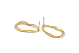 Brass Drop Earring, 10 Raw Brass Wavy Drop Stud Earrings With 1 Hole (28x16x0.80mm) D858 A4650