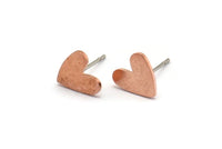 Copper Heart Earring, 12 Raw Copper Tiny Heart Shaped Stud Earrings (8x1mm) M02179 A4651