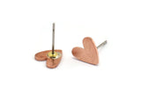 Copper Heart Earring, 12 Raw Copper Tiny Heart Shaped Stud Earrings (8x1mm) M02179 A4651