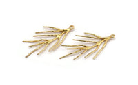 Gold Branch Charm, 4 Gold Plated Brass Tree Branch Charms With 1 Loop, Charms, Findings (41mm) N1229
