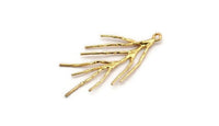 Gold Branch Charm, 4 Gold Plated Brass Tree Branch Charms With 1 Loop, Charms, Findings (41mm) N1229