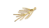 Gold Branch Charm, 4 Gold Plated Brass Tree Branch Charms With 1 Loop, Charms, Findings (41mm) N1229