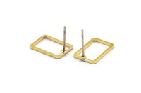 Brass Rectangle Earring 12 Raw Brass Rectangle Stud Earrings (9x13x0.8mm) D0327 A1210