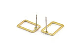 Brass Rectangle Earring 12 Raw Brass Rectangle Stud Earrings (9x13x0.8mm) D0327 A1210