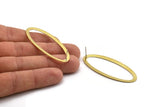 Brass Ellipse Earring, 8 Raw Brass Ellipse Stud Earrings (59x24x0.70mm) B0254 A1173
