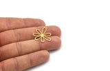 Brass Flower Charm, 24 Raw Brass Flower Charms With 1 Loop, Charm Pendants (26x23x0.60mm) A4637