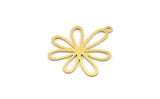 Brass Flower Charm, 24 Raw Brass Flower Charms With 1 Loop, Charm Pendants (26x23x0.60mm) A4637