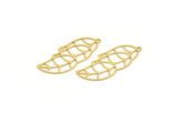 Brass Leaf Charm, 12 Raw Brass Branch Charms With 1 Loop, Charm Pendants (34x14x0.60mm) A4635