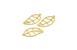 Brass Leaf Charm, 24 Raw Brass Branch Charms With 1 Loop, Charm Pendants (21x11x0.60mm) A4636