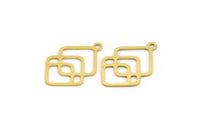 Brass Square Charm, 24 Raw Brass Square Charms With 1 Loop, Findings (20x13x0.60mm) A4634