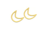 Brass Moon Blank, 12 Raw Brass Crescent Moon Blanks, Brass Blanks (24x11x0.60mm) A4644