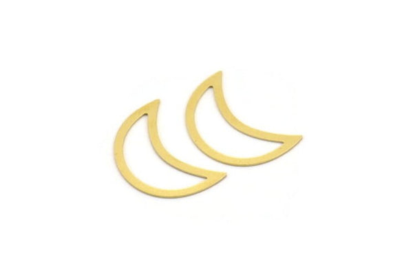 Brass Moon Blank, 12 Raw Brass Crescent Moon Blanks, Brass Blanks (28x12x0.60mm) A4647