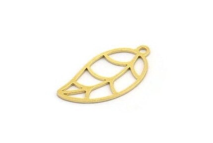 Brass Leaf Charm, 24 Raw Brass Branch Charms With 1 Loop, Charm Pendants (21x11x0.60mm) A4636