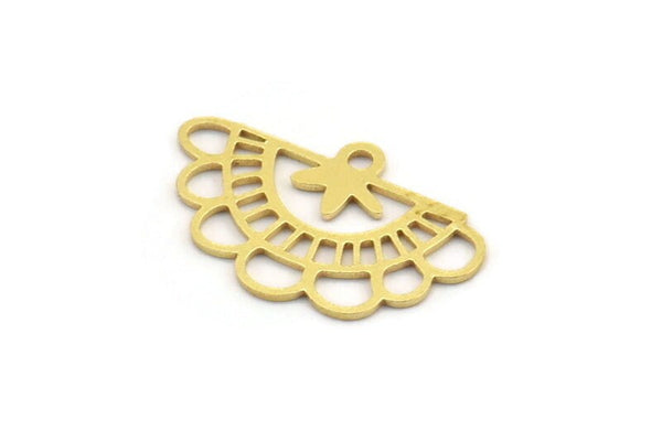Brass Charm, 24 Raw Brass Ethnic Motif Charms With 1 Loop, Earring Charms, Pendant Charms (12x20x0.60mm) A4613