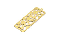 Brass Rectangle Charm, 6 Raw Brass Rectangle Charms With 1 Loop, Earrings, Pendants, Findings (45x16x0.60mm) A4609