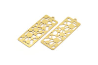 Brass Rectangle Charm, 6 Raw Brass Rectangle Charms With 1 Loop, Earrings, Pendants, Findings (45x16x0.60mm) A4609