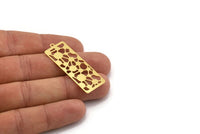 Brass Rectangle Charm, 6 Raw Brass Rectangle Charms With 1 Loop, Earrings, Pendants, Findings (45x16x0.60mm) A4609