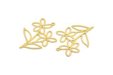 Brass Flower Charm, 10 Raw Brass Flower Shape Charms With 1 Loop, Charm Pendants (37x27x0.60mm) A4605