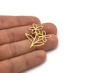 Brass Flower Charm, 10 Raw Brass Flower Shape Charms With 1 Loop, Charm Pendants (37x27x0.60mm) A4605