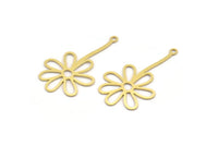 Brass Flower Charm, 12 Raw Brass Flower Shape Charms With 1 Loop, Charm Pendants (39x22x0.60mm) A4611