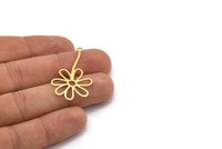 Brass Flower Charm, 12 Raw Brass Flower Shape Charms With 1 Loop, Charm Pendants (39x22x0.60mm) A4611