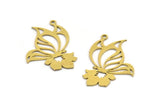 Brass Flower Charm, 10 Raw Brass Flower Charms With 1 Loop, Findings (30x20x0.60mm) A4544