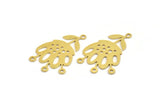 Brass Flower Charm, 8 Raw Brass Flower Charms With 4 Loops, Flower Connectors (30x19x0.60mm) A4565