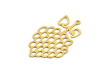 Brass Fruit Charm, 6 Raw Brass Grape Shaped Charms With 1 Loop, Findings (38x24x0.60mm) A4564