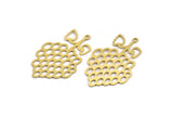 Brass Fruit Charm, 6 Raw Brass Grape Shaped Charms With 1 Loop, Findings (38x24x0.60mm) A4564
