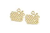 Brass Fruit Charm, 10 Raw Brass Grape Shaped Charms With 1 Loop, Findings (25x24x0.60mm) A4563